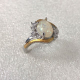 Opal-Look Oval Two-Tone Wave Ring
