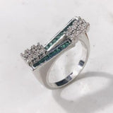 Teal Baguette CZ Step Bar Ring