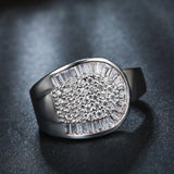 Pavé CZ Shield Top Wide Band Ring