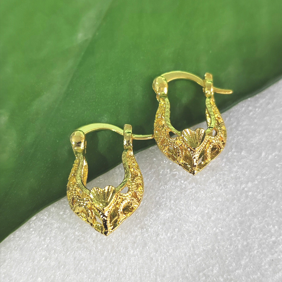 Gold Filigree Basket Creole Earrings