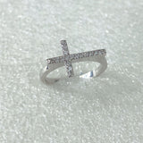 Sideways Pavé CZ Cross Ring