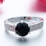 Black Round CZ Solitaire Pave Ring