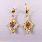Gold Flower Bead Tassel Drop Earrings