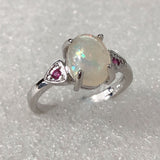 Opal-Look Oval Pink CZ Accent Ring