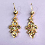 Red CZ Heart Arrowhead Drop Earrings