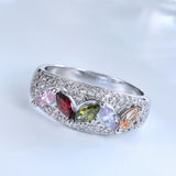 Multicolor Marquise CZ Pave Dome Ring