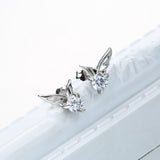 Angel Wing Round CZ Stud Earrings