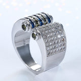 Blue Yellow Channel CZ Wide Ring