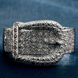Pavé CZ Belt Buckle Wide Ring