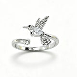 Flying Bird CZ Adjustable Open Ring
