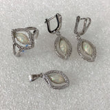 Opal-Look Marquise Halo Jewelry Set