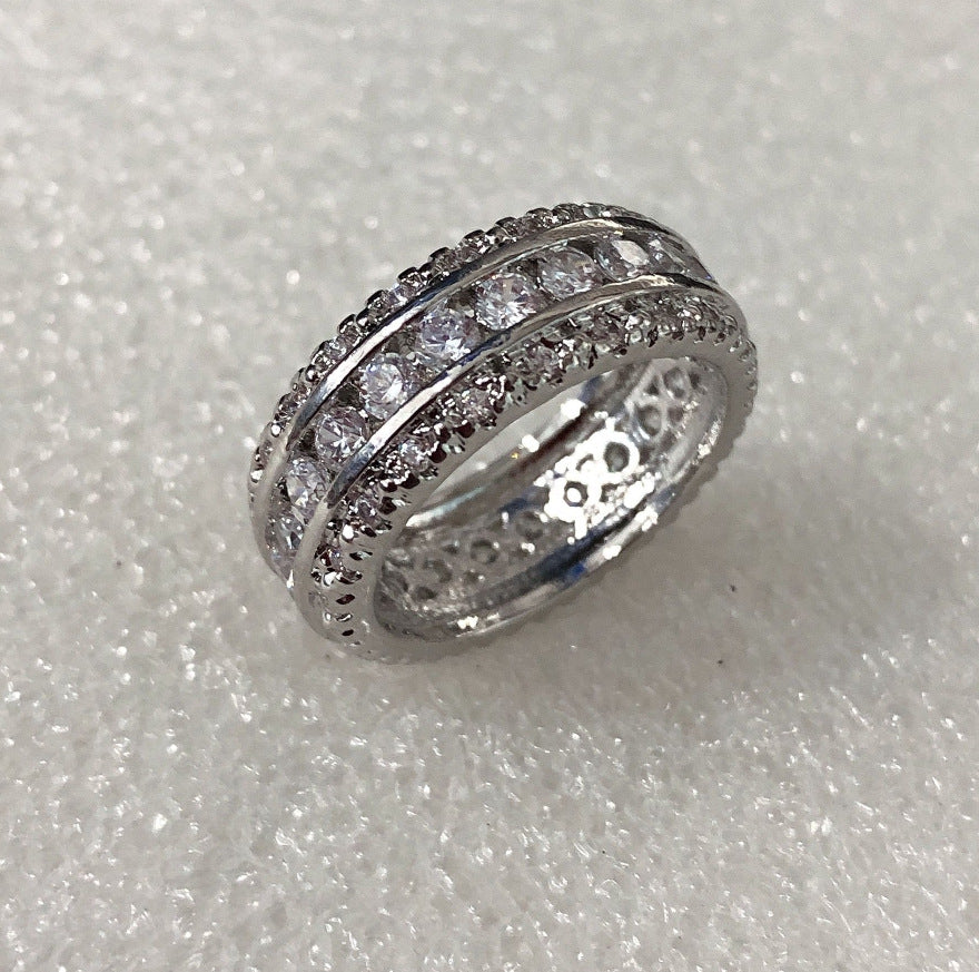 Channel-Set CZ Filigree Eternity Band