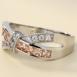 Champagne Channel CZ Crisscross Bow Ring