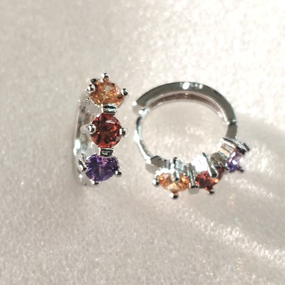 Multicolor CZ Small Huggie Hoop Earrings