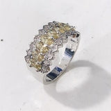 Yellow CZ Triple-Row Cluster Band Ring