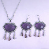 Crystal Tassel Pendant Necklace and Earrings Set