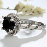 Black Round CZ Spiral Halo Ring