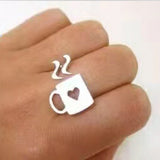 Coffee Mug Heart Open Ring