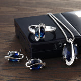 Sapphire-Blue Oval CZ Swirl Jewelry Set