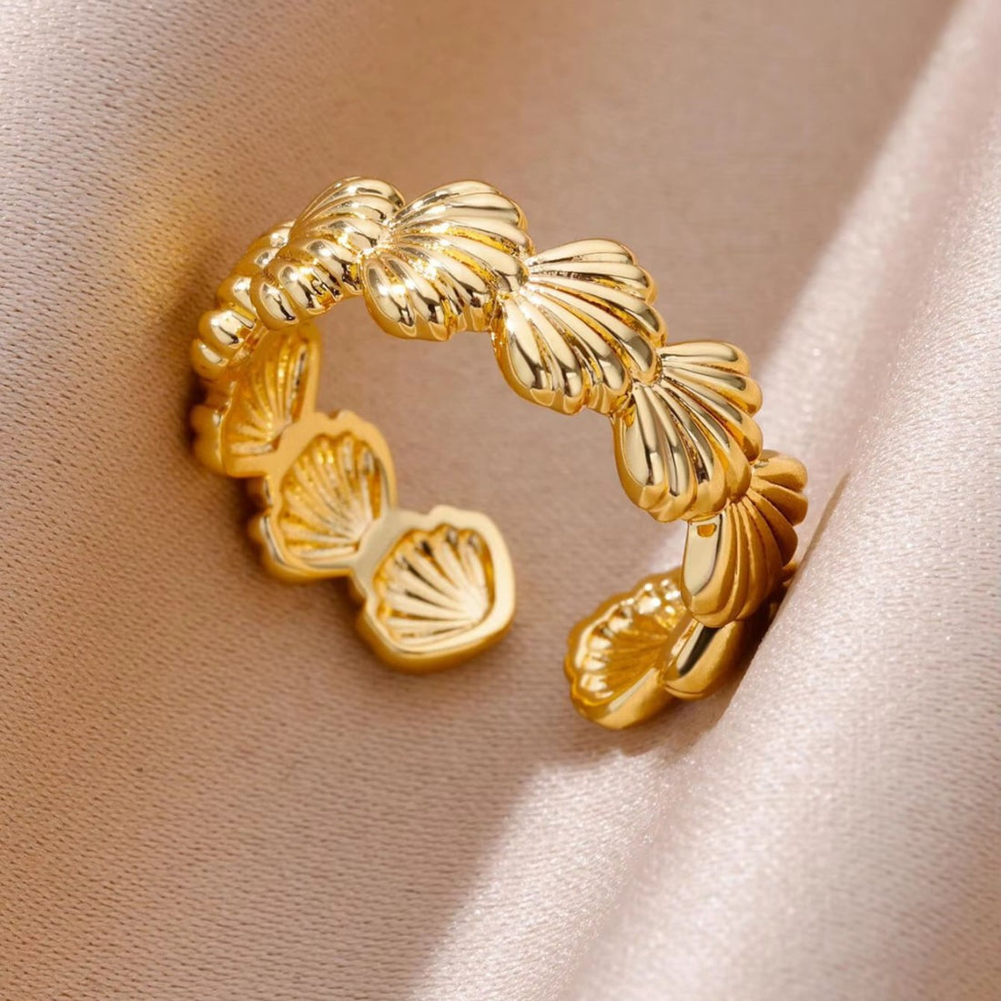 Seashell Scallop Adjustable Open Ring