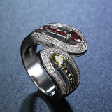 Yellow-Red Marquise CZ Snake Wrap Ring