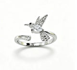 Flying Bird CZ Adjustable Open Ring