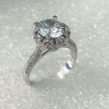 Round CZ Halo Pave Engagement Ring