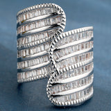 Baguette CZ Overlapping Wave Wide Ring