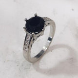 Black Round CZ Classic Solitaire Ring