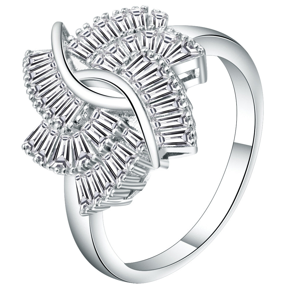 Baguette CZ Fan Wave Statement Ring