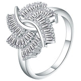 Baguette CZ Fan Wave Statement Ring