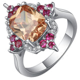 Champagne Cushion CZ Pink Cluster Ring