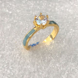 Turquoise-Look Inlay CZ Solitaire Ring