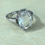 Pale Aqua Oval CZ Pavé Collar Ring
