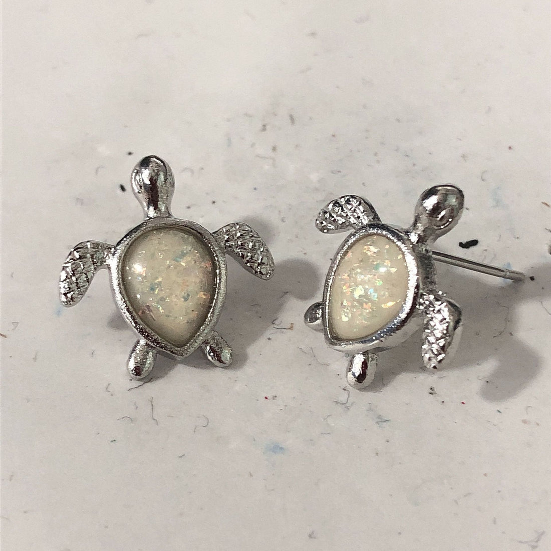 Opal-Look Sea Turtle Stud Earrings