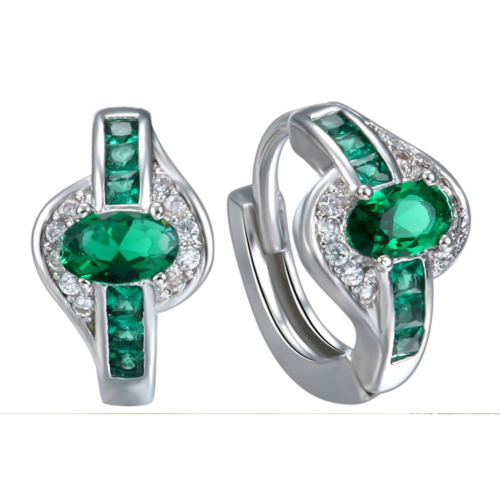 Emerald-Green Oval CZ Channel Bypass Ring