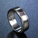 Purple Two-Stone Wide Men's Band Ring