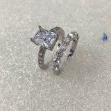 Princess-Cut CZ Pave Bridal Ring Set
