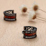 Ruby-Red Princess CZ Channel Huggie Earrings