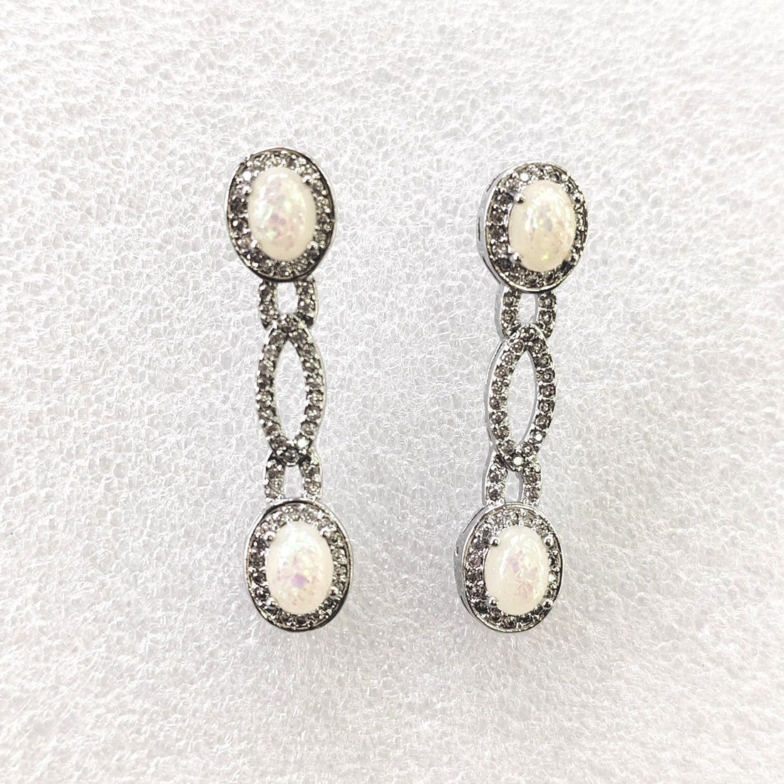 Pearl-Look Oval Antique Link Drop Earrings