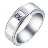 Purple Two-Stone Wide Men's Band Ring