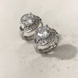 Clear CZ Halo Rose Gold Huggies
