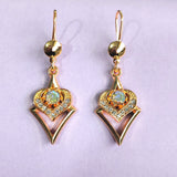 Red CZ Heart Arrowhead Drop Earrings