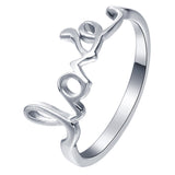Silver Love Script Word Ring