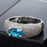 Aqua Marquise CZ Pavé Dome Ring
