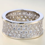 Wide Triple-Row Pavé CZ Band Ring