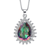 Rainbow Mystic Pear CZ Starburst Jewelry Set