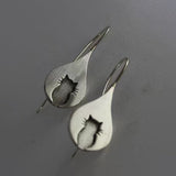Cat Silhouette Cutout Teardrop Earrings