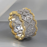 Wide Openwork Pavé Band Ring Gold Edge