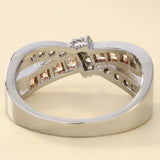 Champagne Channel CZ Crisscross Bow Ring